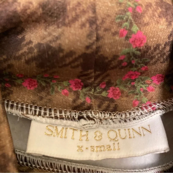 SMITH AND QUINN Rose Plaid Floral Check Mock Neck Dress Elbow Patch Size XS - Picture 4 of 6